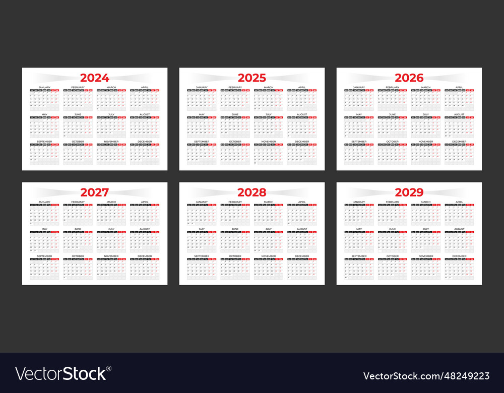 Set of annual calendar template for 2024 2025 Vector Image