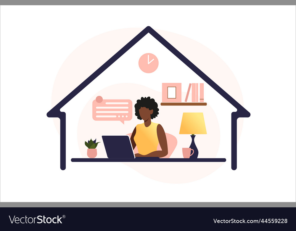 African american woman sitting table with laptop