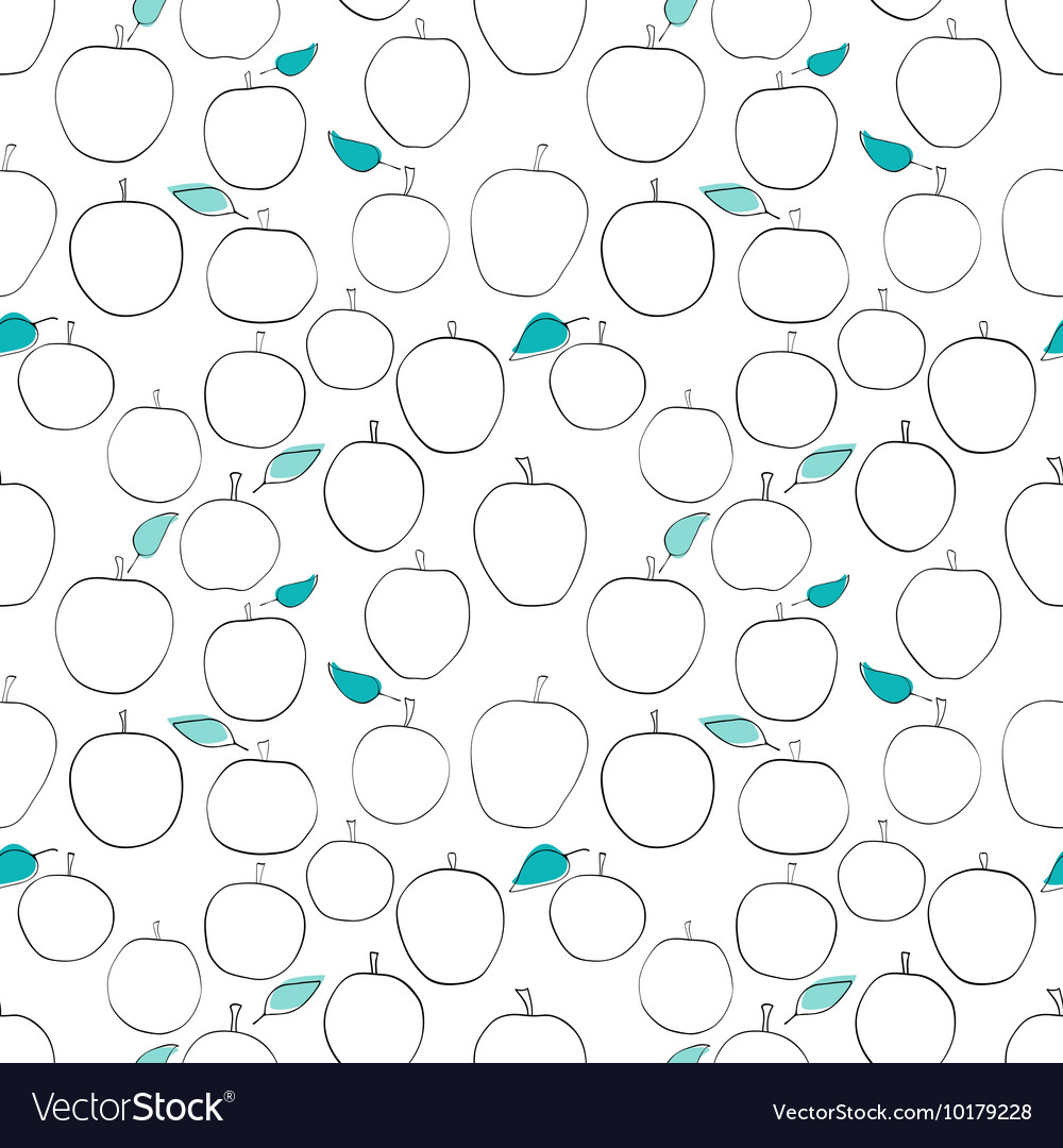 Apple seamless pattern in line art style