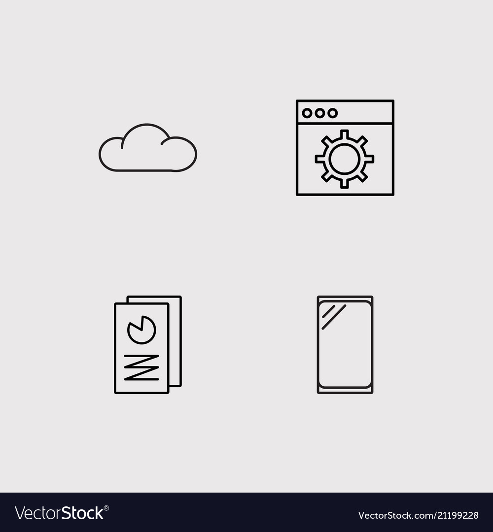 Data analytics simple linear icons set outlined