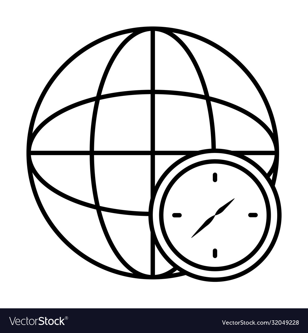 Global sphere and clock icon line style
