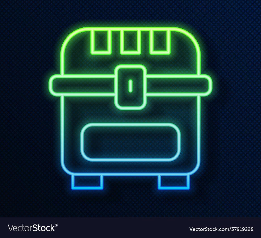 Glowing neon line antique treasure chest icon