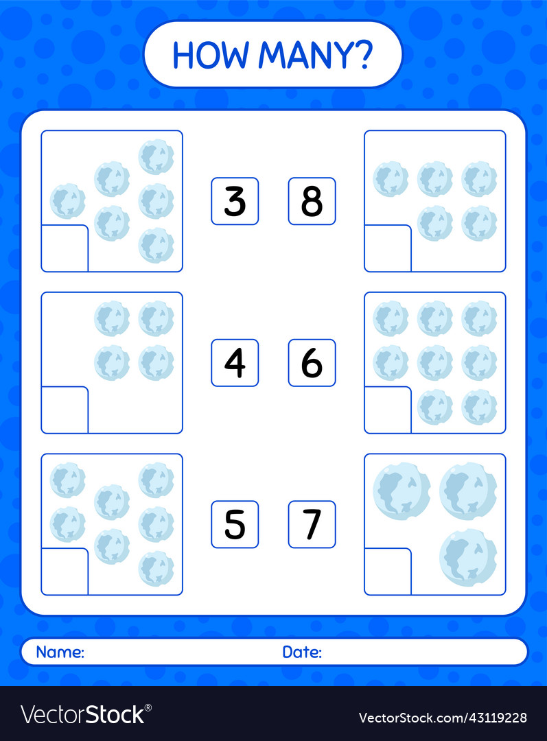 How many counting game with full moon worksheet vector image How many counting game with full moon worksheet