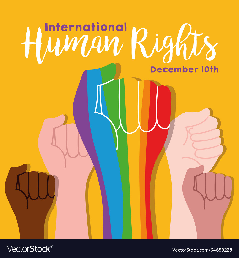 Human Rights Campaign Lettering With Hands Vector Image