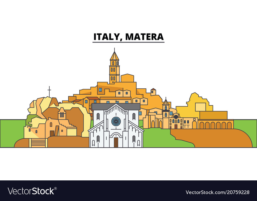 Italy matera city skyline architecture Royalty Free Vector