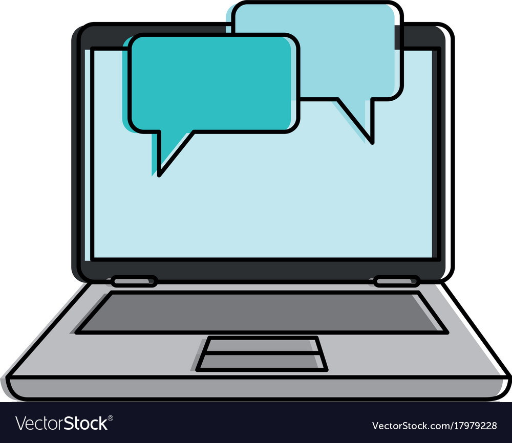 Laptop computer with speech bubble