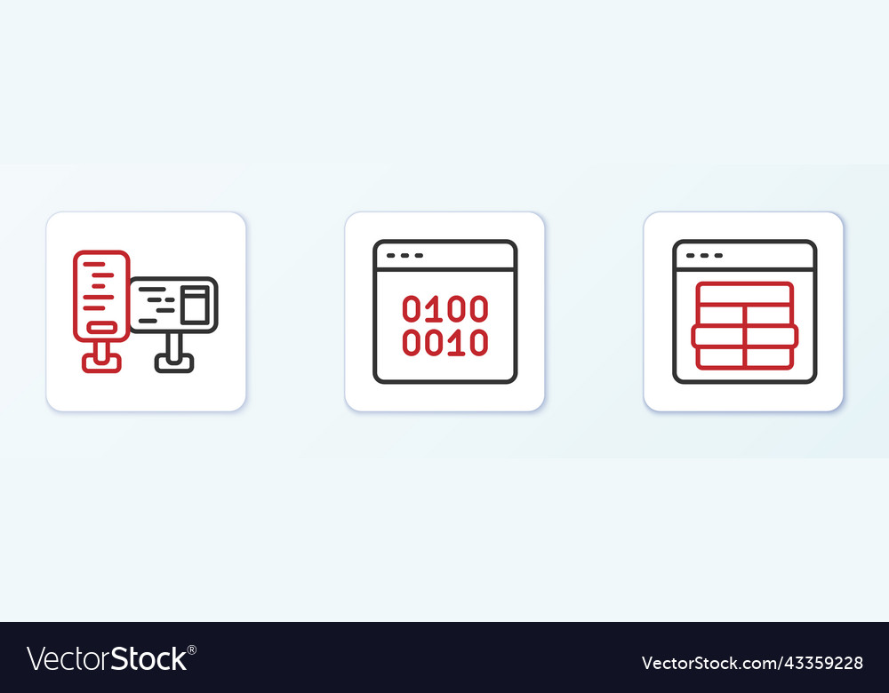 Set line mysql code computer monitor screen vector image Set line mysql code computer monitor screen