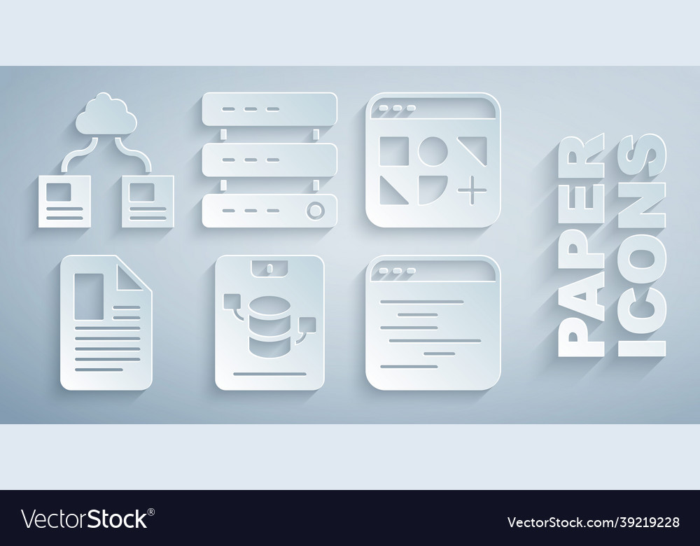 Setzen Sie Serverdaten-Webhosting verschiedene Dateien vector image Setzen Sie Serverdaten-Webhosting verschiedene Dateien