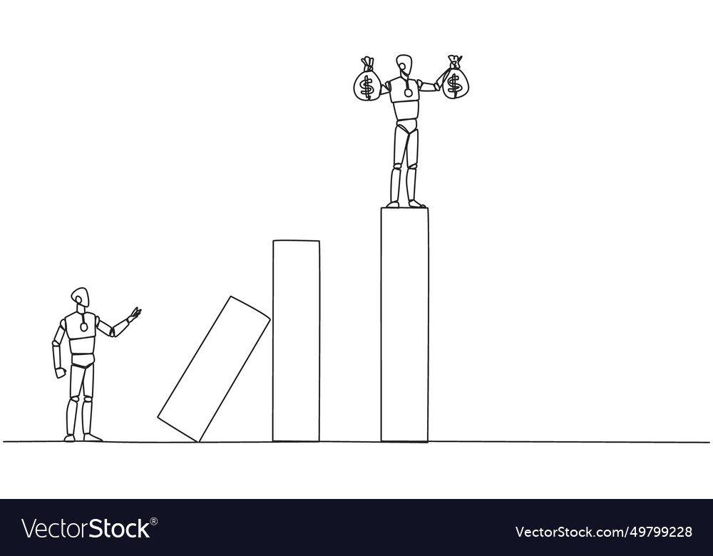 Single continuous line drawing the smart robot