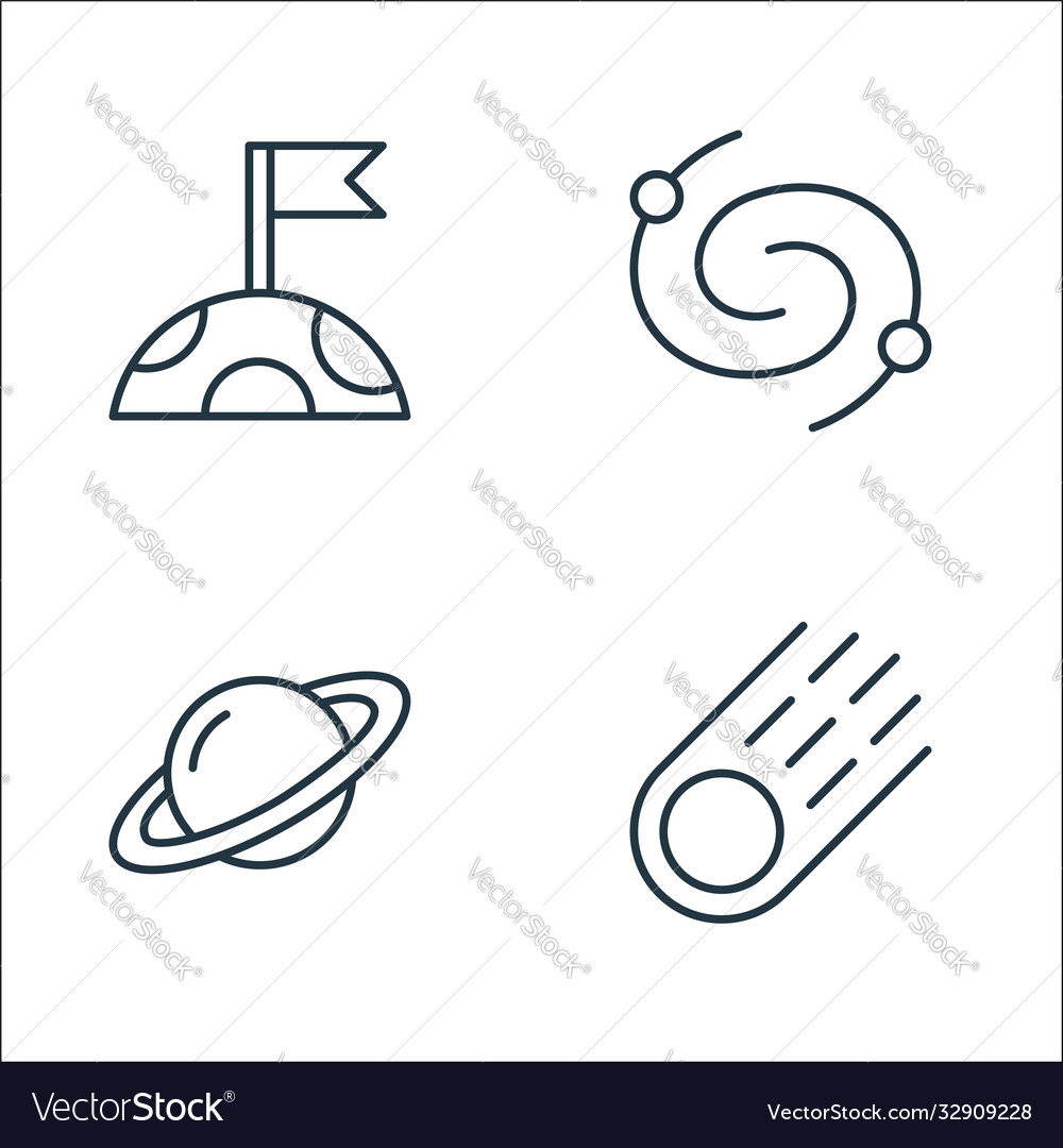 Space line icons linear set quality