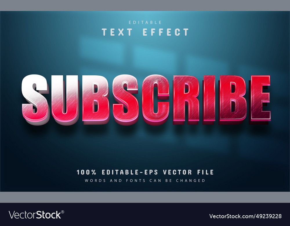 Subscribe text red gradient effect vector image Subscribe text red gradient effect
