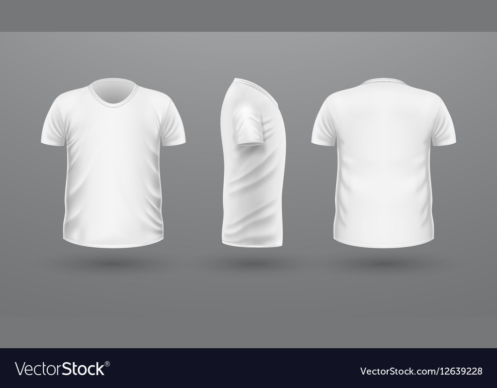 White t-shirt front back template realistic 3d Vector Image