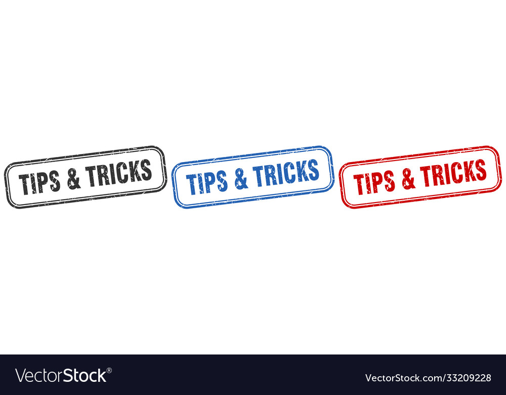 Tips tricks square isolated sign set