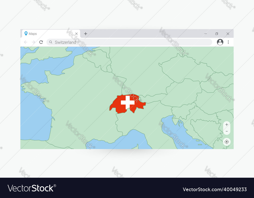 Browser window with map of switzerland searching