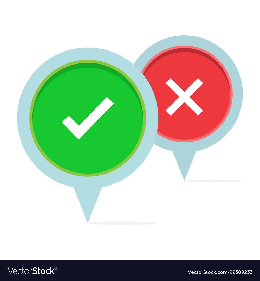 Check mark with map pointer on blank background vector image Check mark with map pointer on blank background