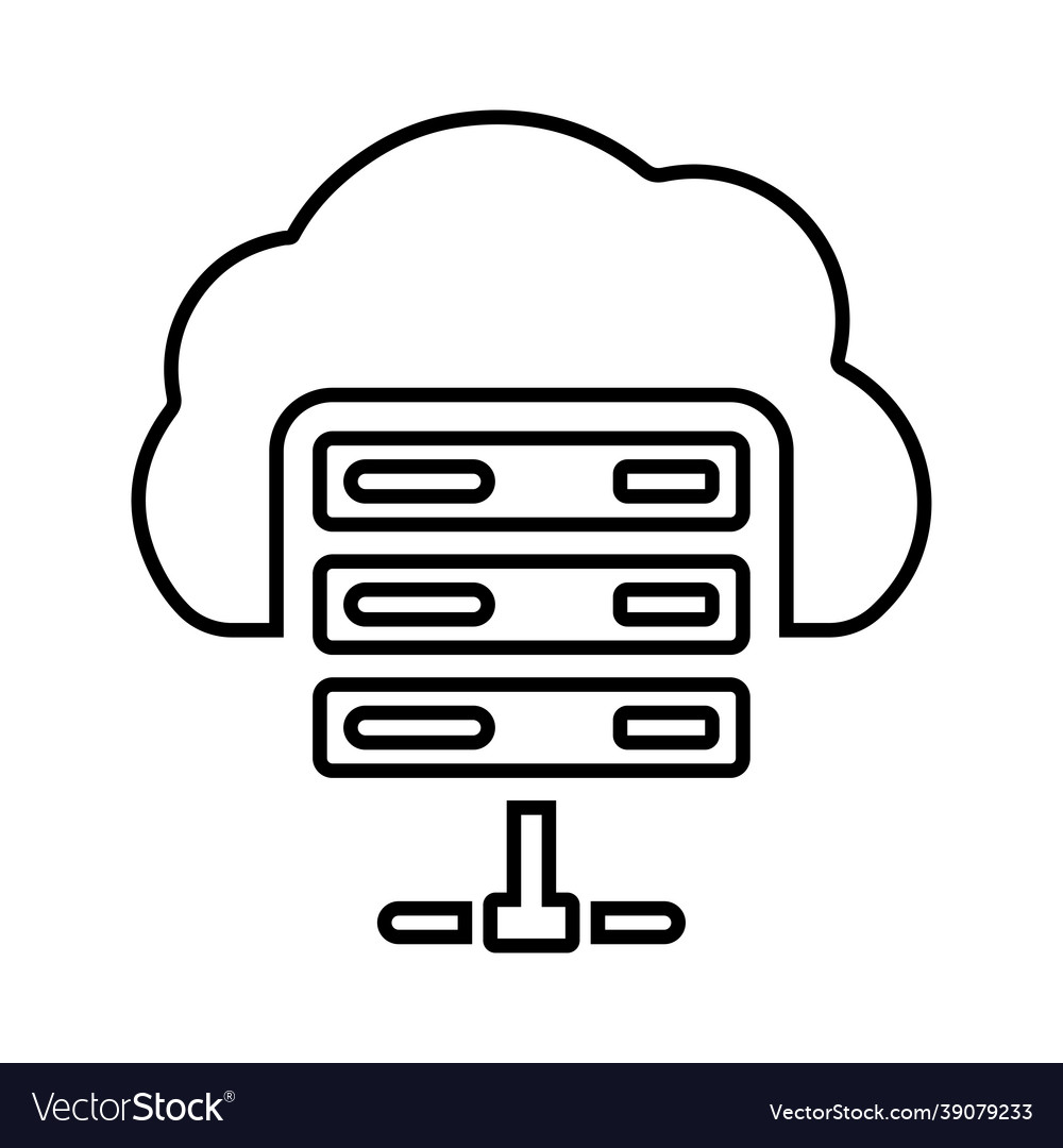 Cloud computing database outline icon line art