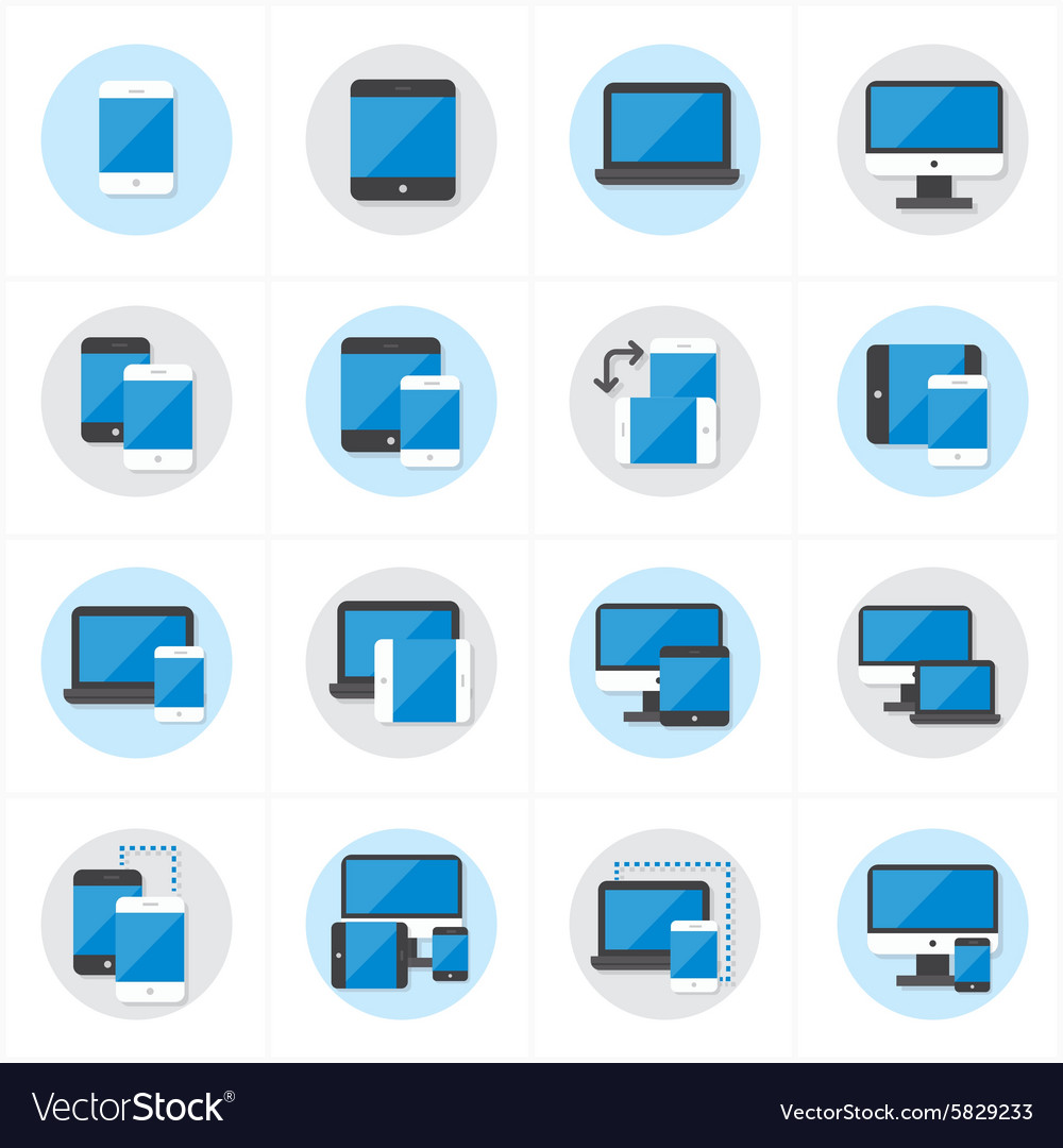 Flat icons device and responsive web design