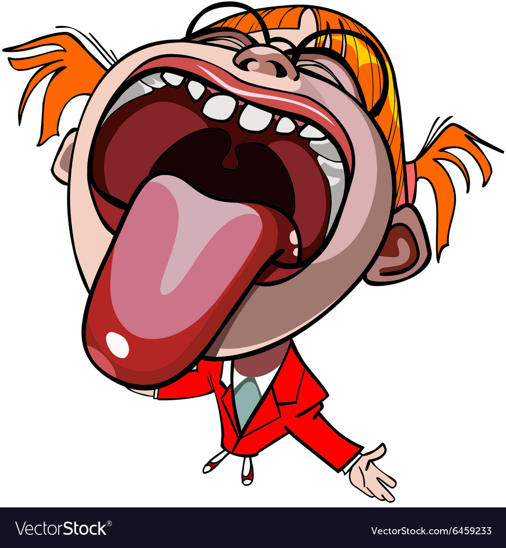 Funny cartoon girl with mouth wide open Royalty Free Vector