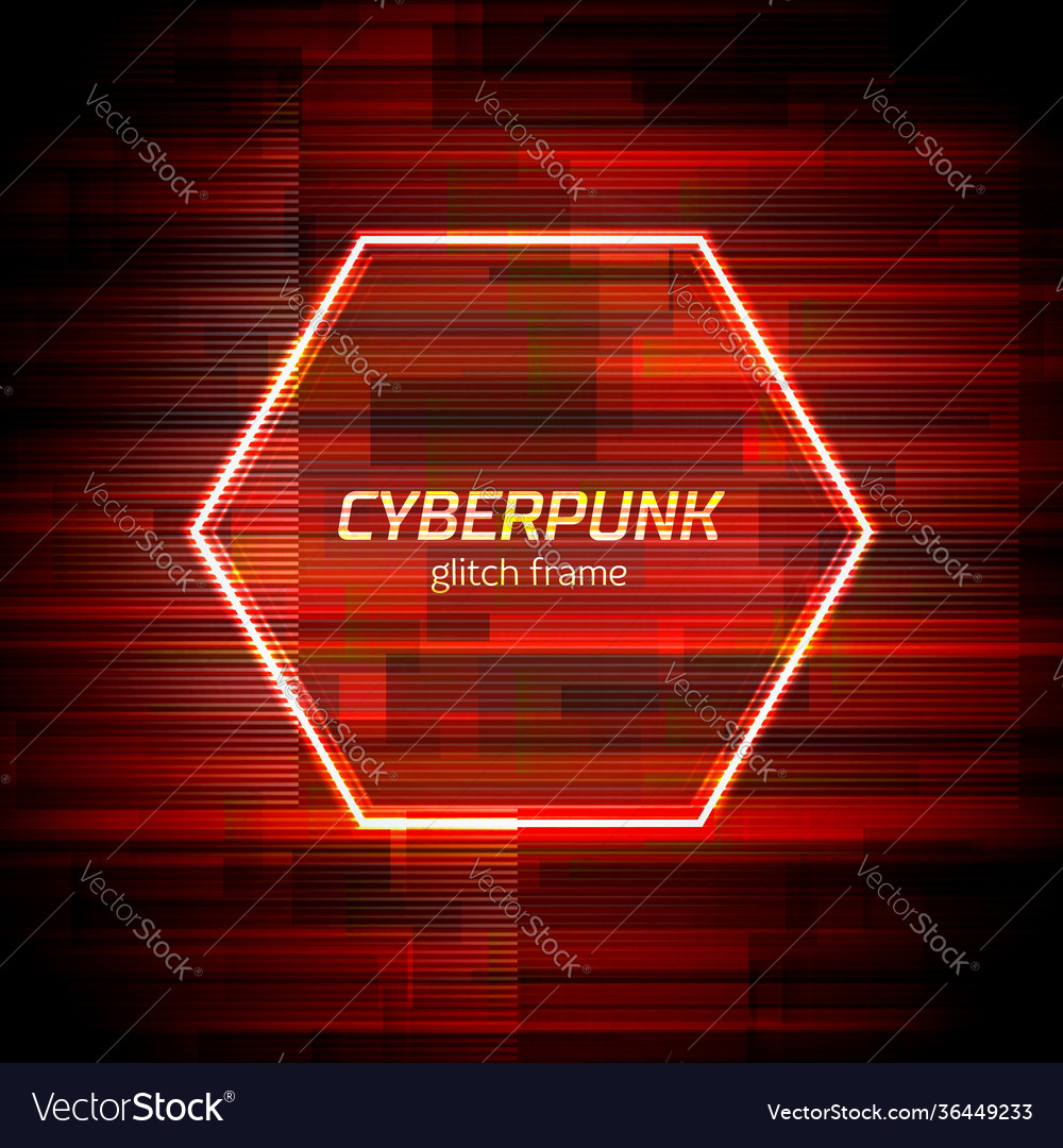 Glitch cyberpunk frame with technology error Vector Image Glitch cyberpunk frame with technology error