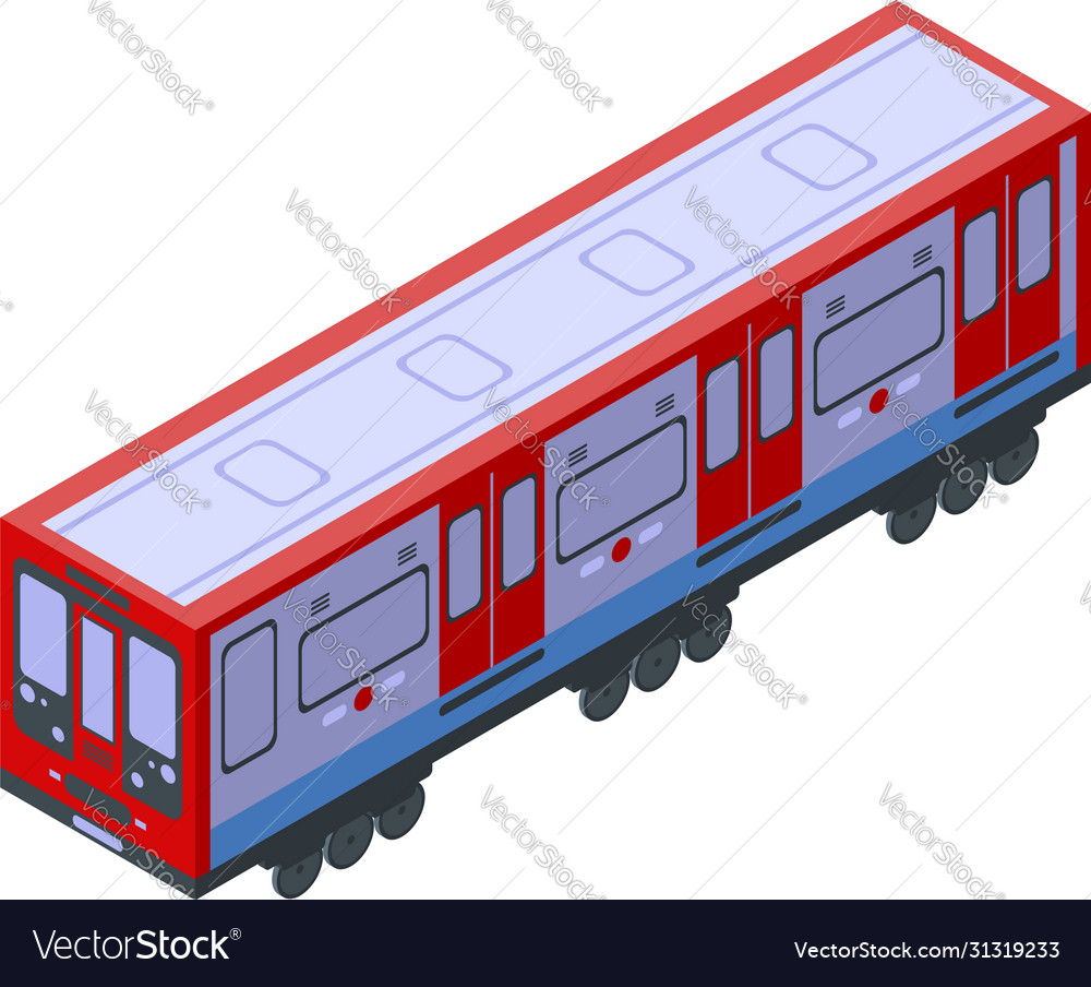 Metro train icon isometric style