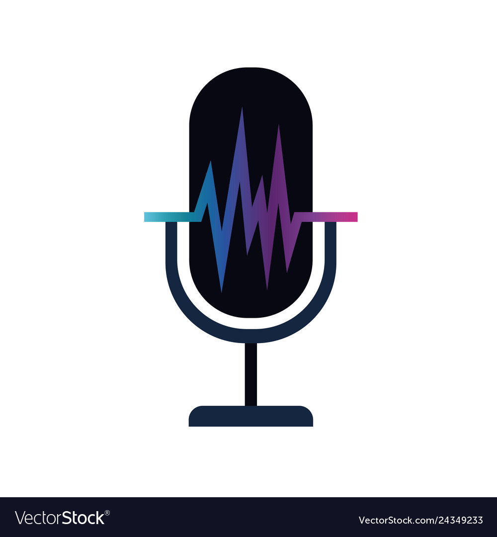 Microphone with sound wave isolated icon