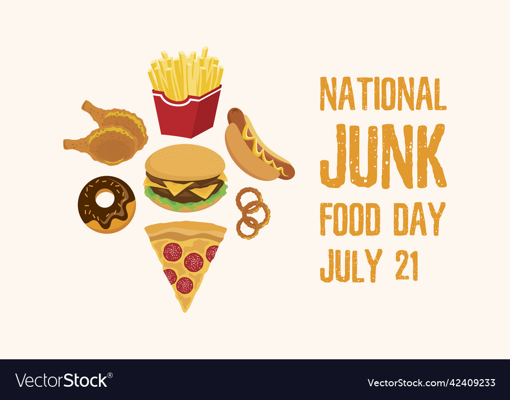 National junk food day icon set