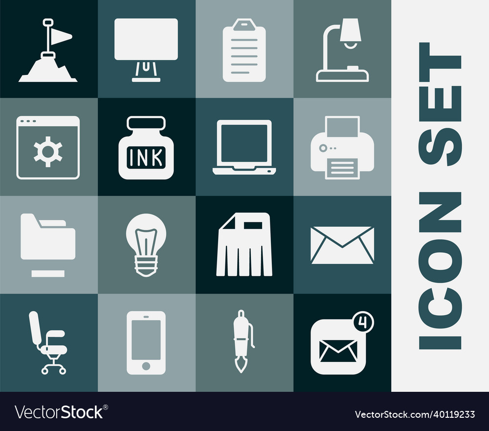 Set envelope mail and e-mail printer to do list vector image Set envelope mail and e-mail printer to do list