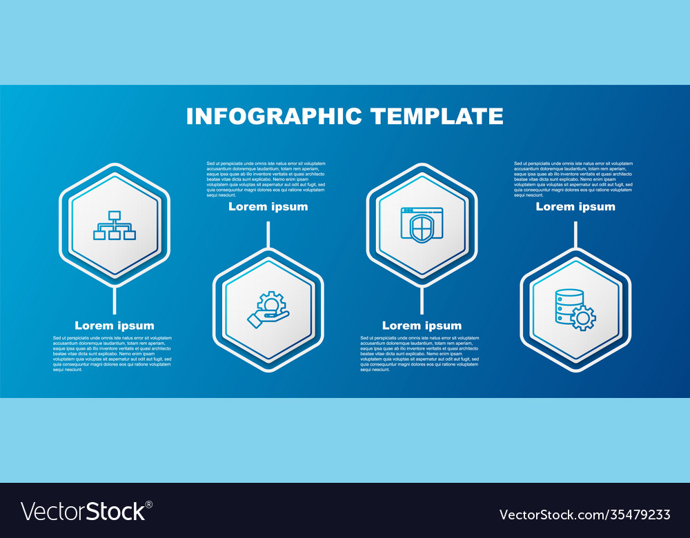 Set line hierarchy organogram chart hand settings vector image Set line hierarchy organogram chart hand settings