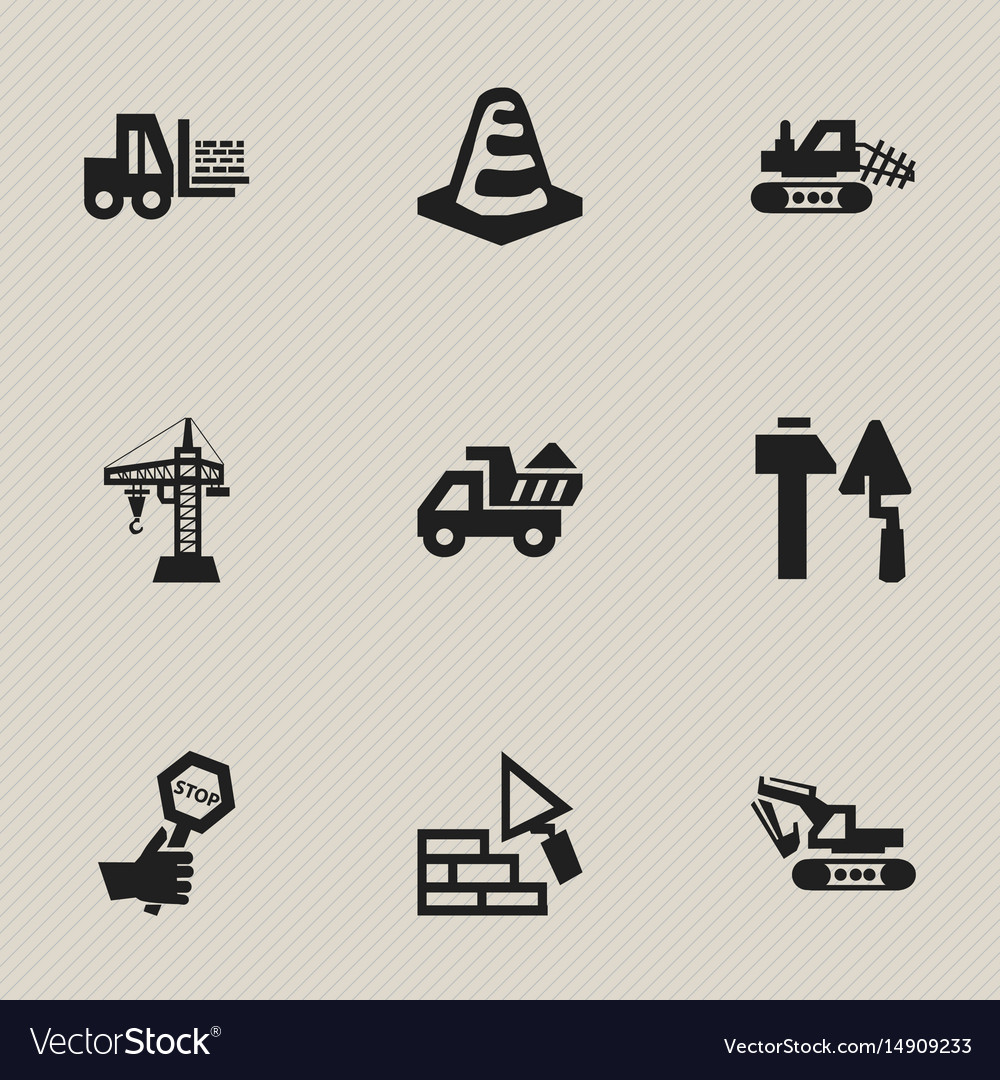 Set of 9 editable building icons includes symbols