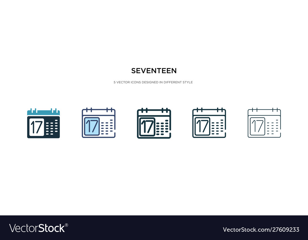 Seventeen icon in different style two colored