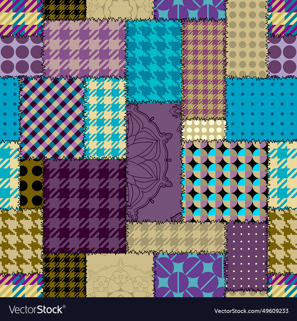 Textille patchwork pattern seamless image vector image Textille patchwork pattern seamless image