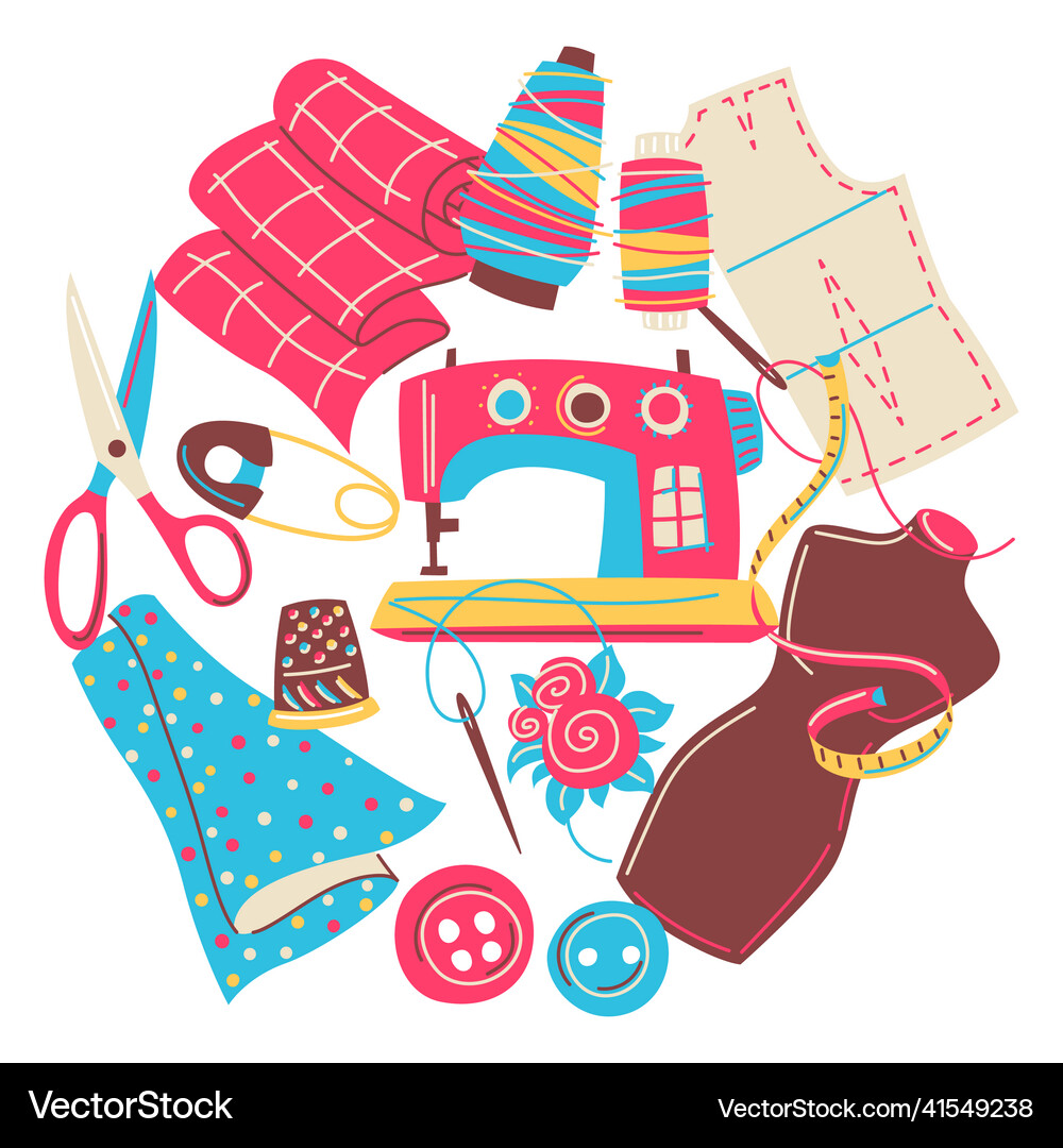 Background with needlework sewing items Royalty Free Vector