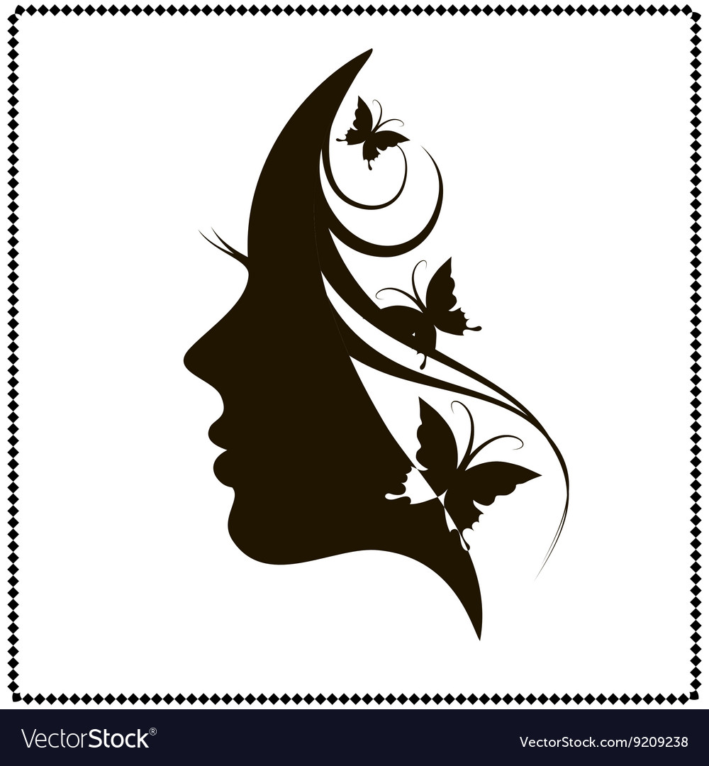 Beautiful Female Face Silhouette In Profile Vector Image 10A