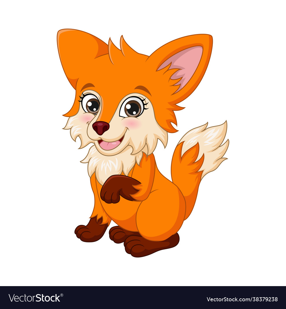 Cute baby fox cartoon posing Royalty Free Vector Image