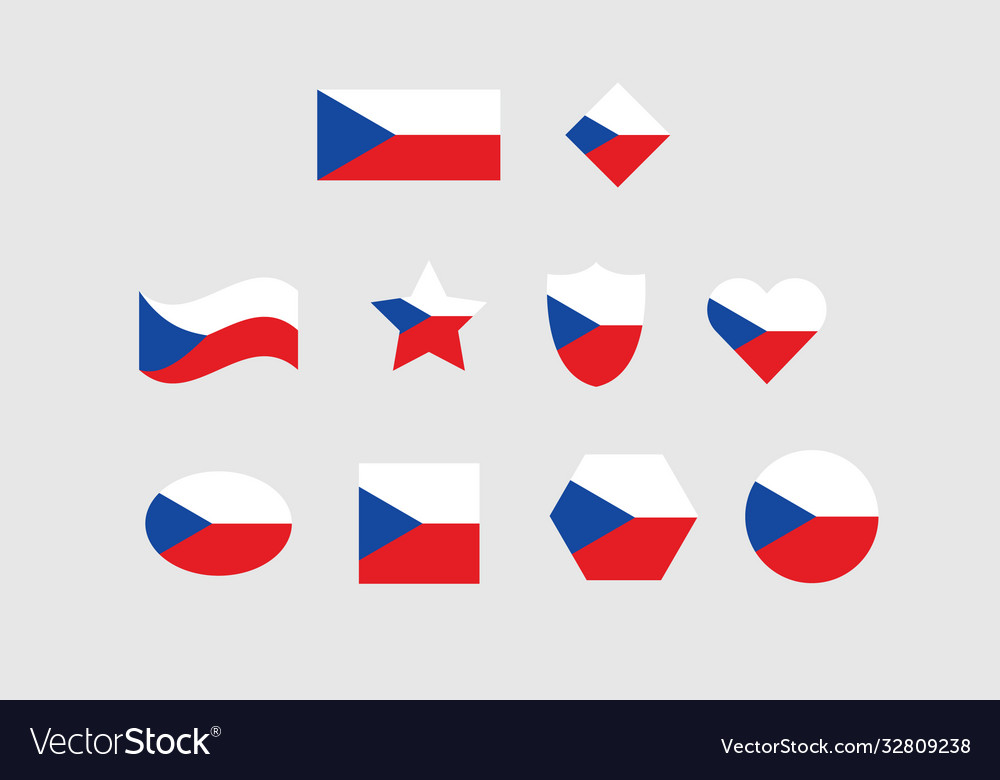 Czech republic czechia flag set