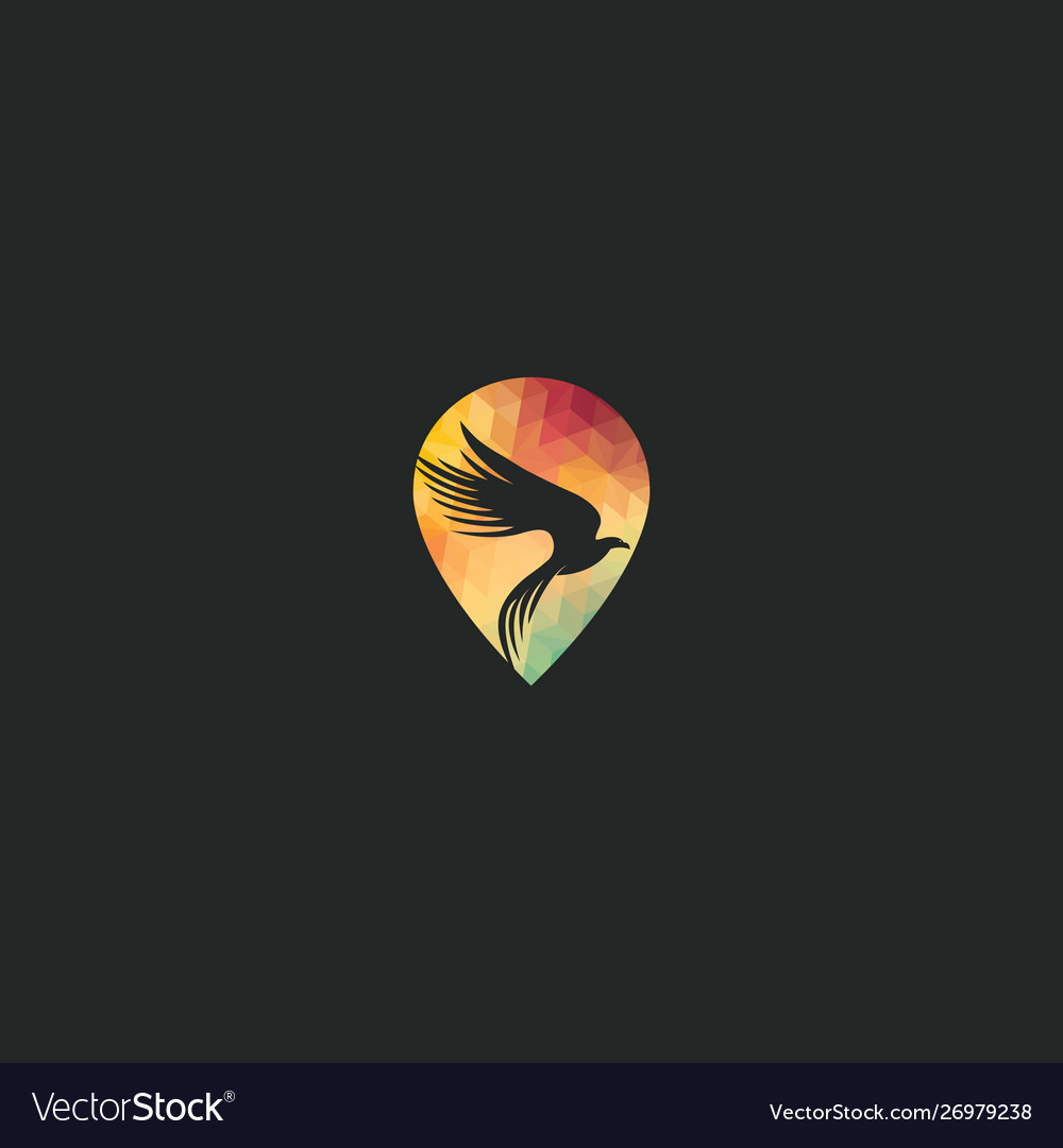 Falcon logo with gps pointer design Vector Image Falcon logo with gps pointer design
