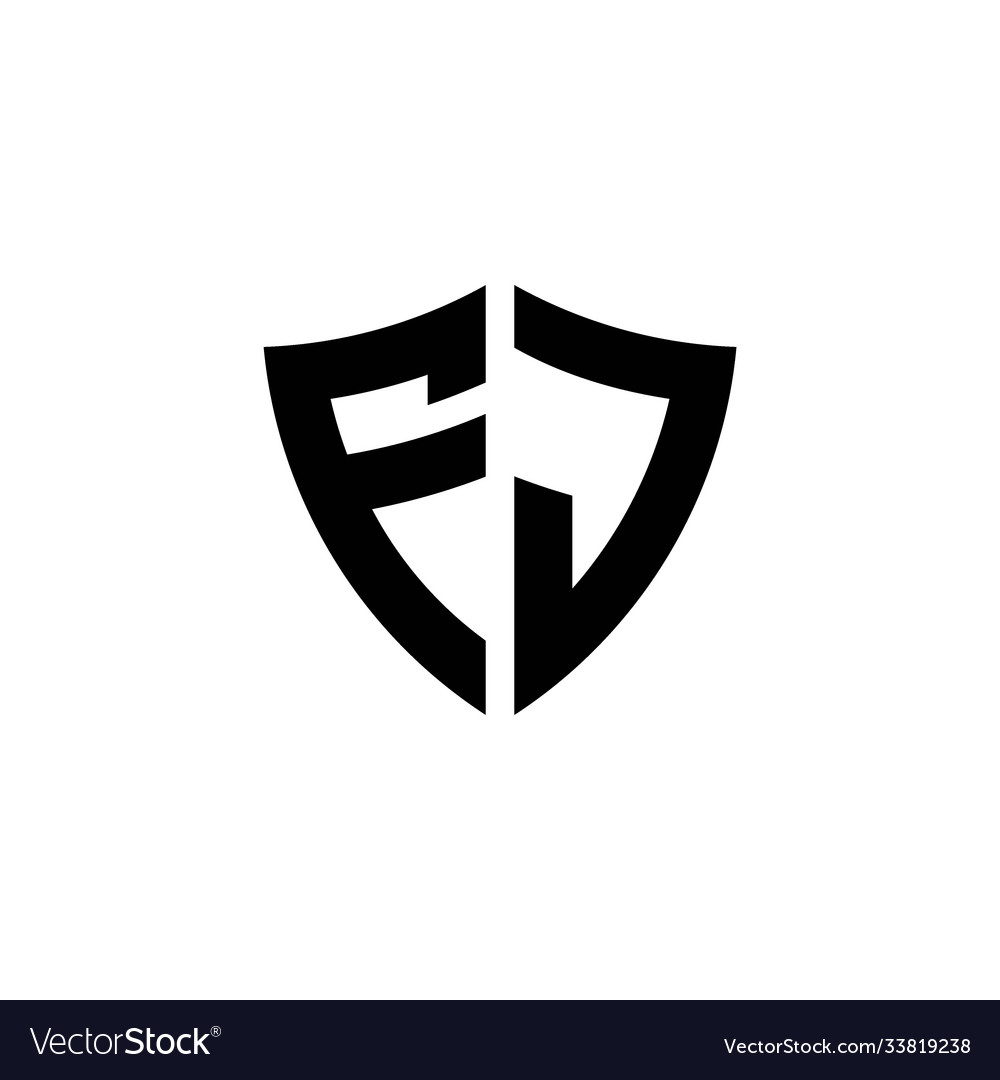 Fj monogram logo with shield shape design template