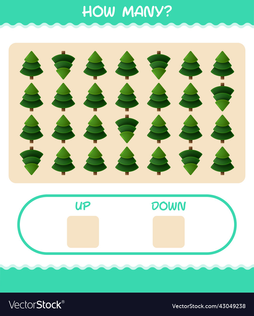 How many cartoon pine tree counting game vector image How many cartoon pine tree counting game