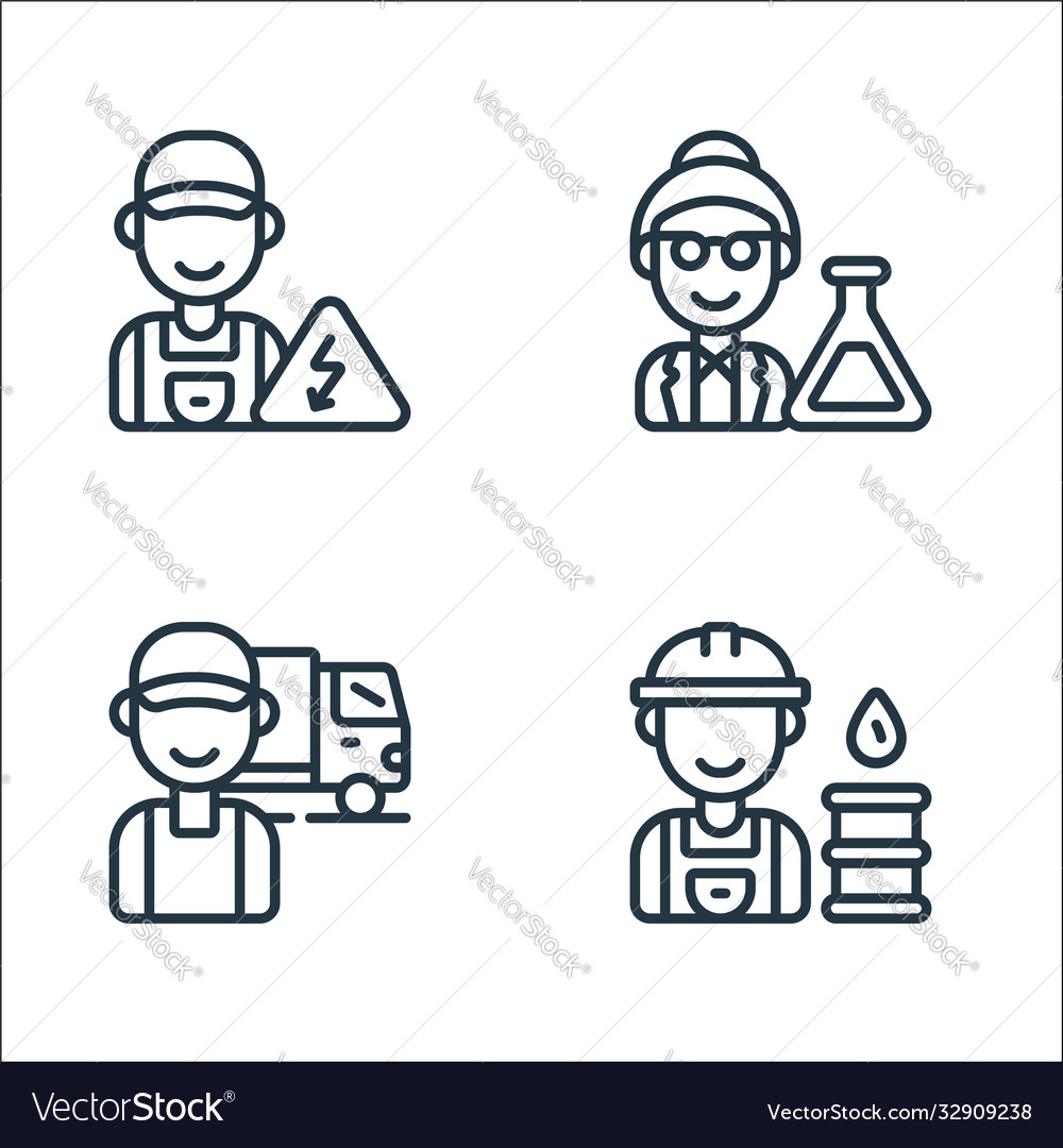 Key workers line icons linear set quality vector image Key workers line icons linear set quality