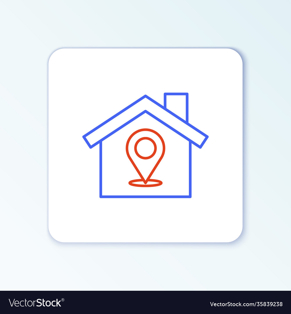 Line map pointer with house icon isolated on white vector image Line map pointer with house icon isolated on white