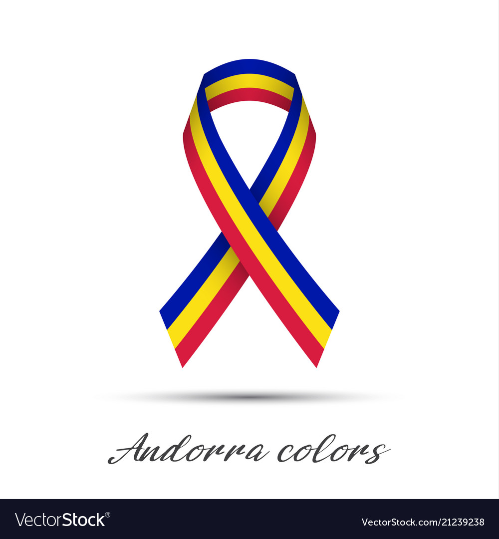 Modern colored ribbon with the andorra tricolor vector image Modern colored ribbon with the andorra tricolor