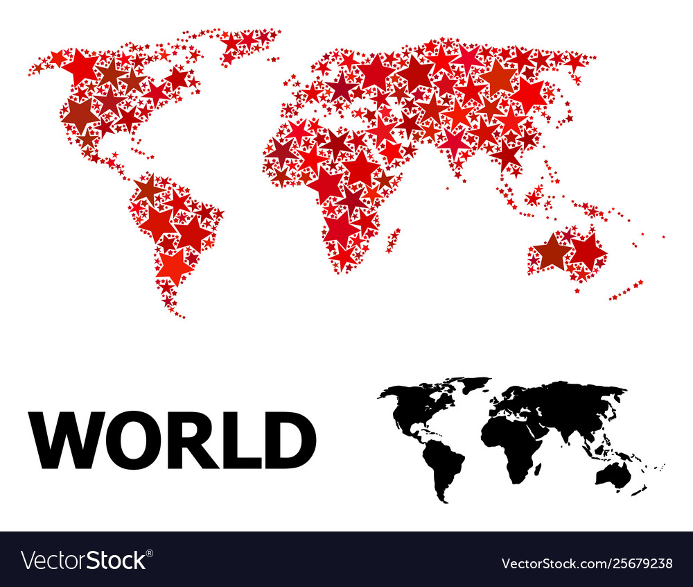 Red star pattern map world