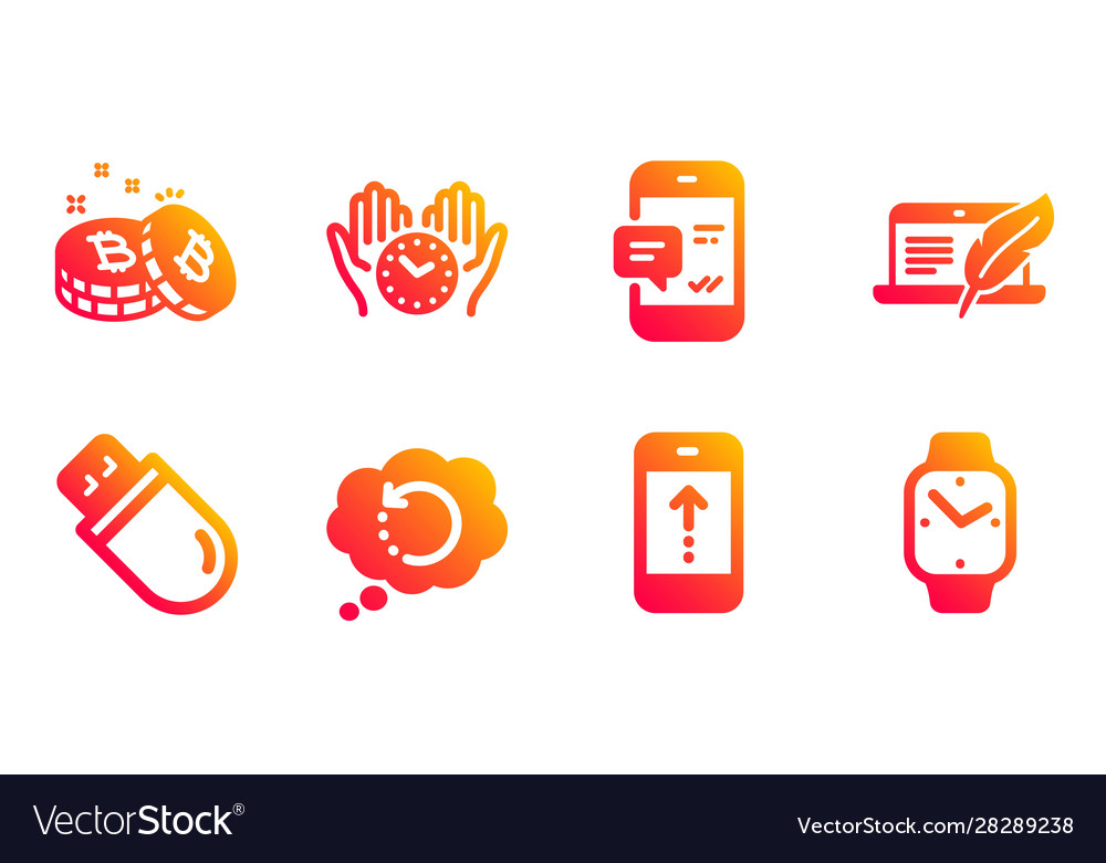 Safe time usb stick and recovery data icons set vector image Safe time usb stick and recovery data icons set