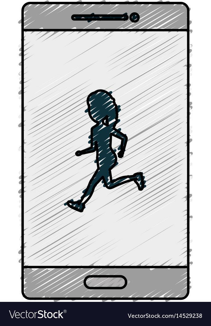 Smartphone device with woman running isolated icon