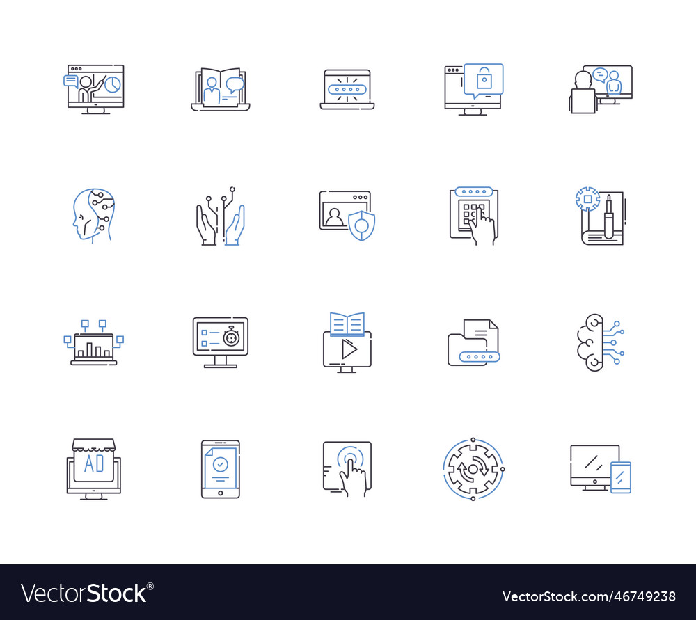 Software outline icons collection vector image Software outline icons collection