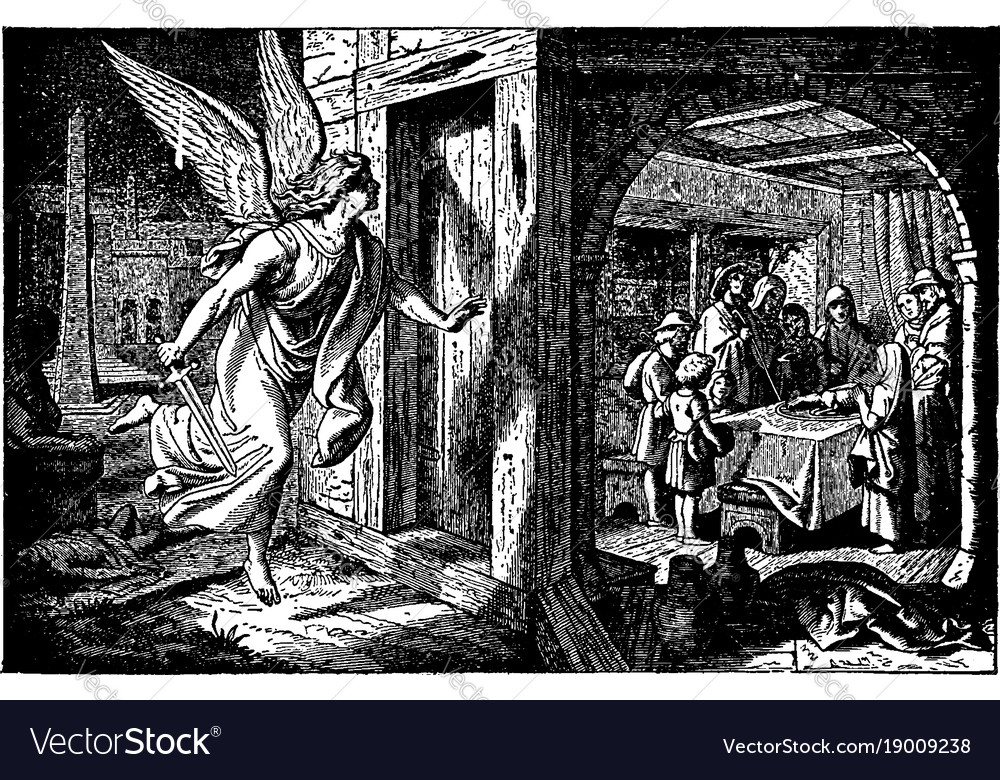 The Death Angel Passes Over An Israelite Door Vector Image