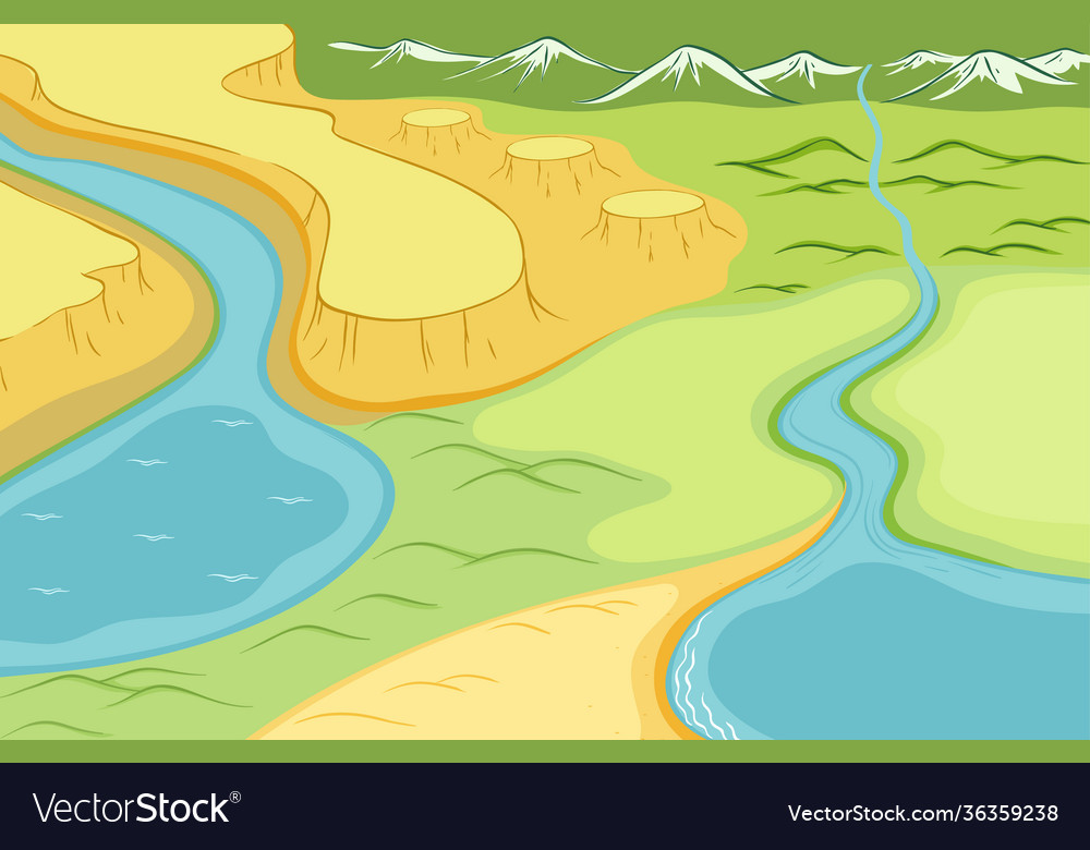 Top view landscape with river