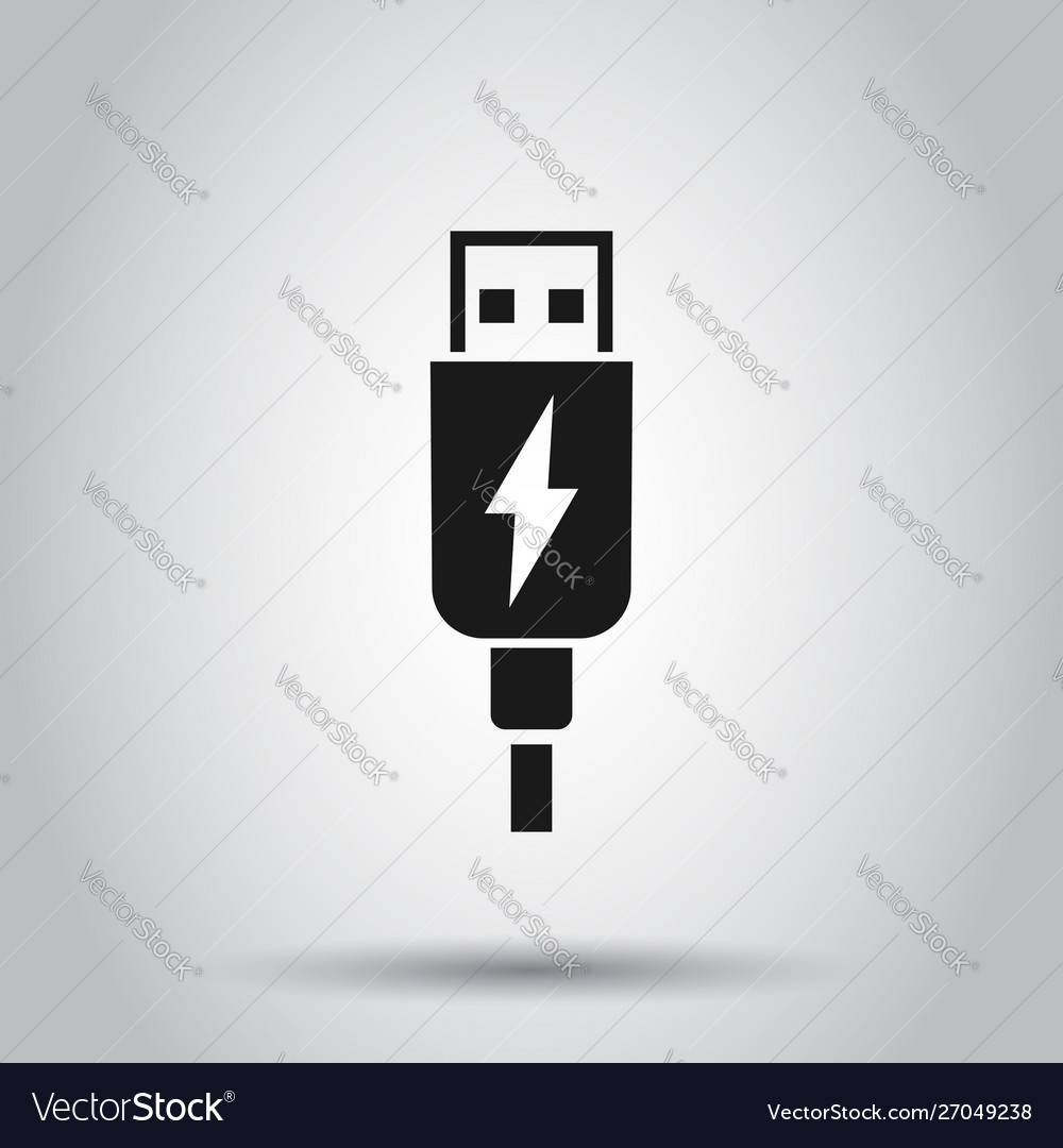 Usb cable icon in flat style electric charger