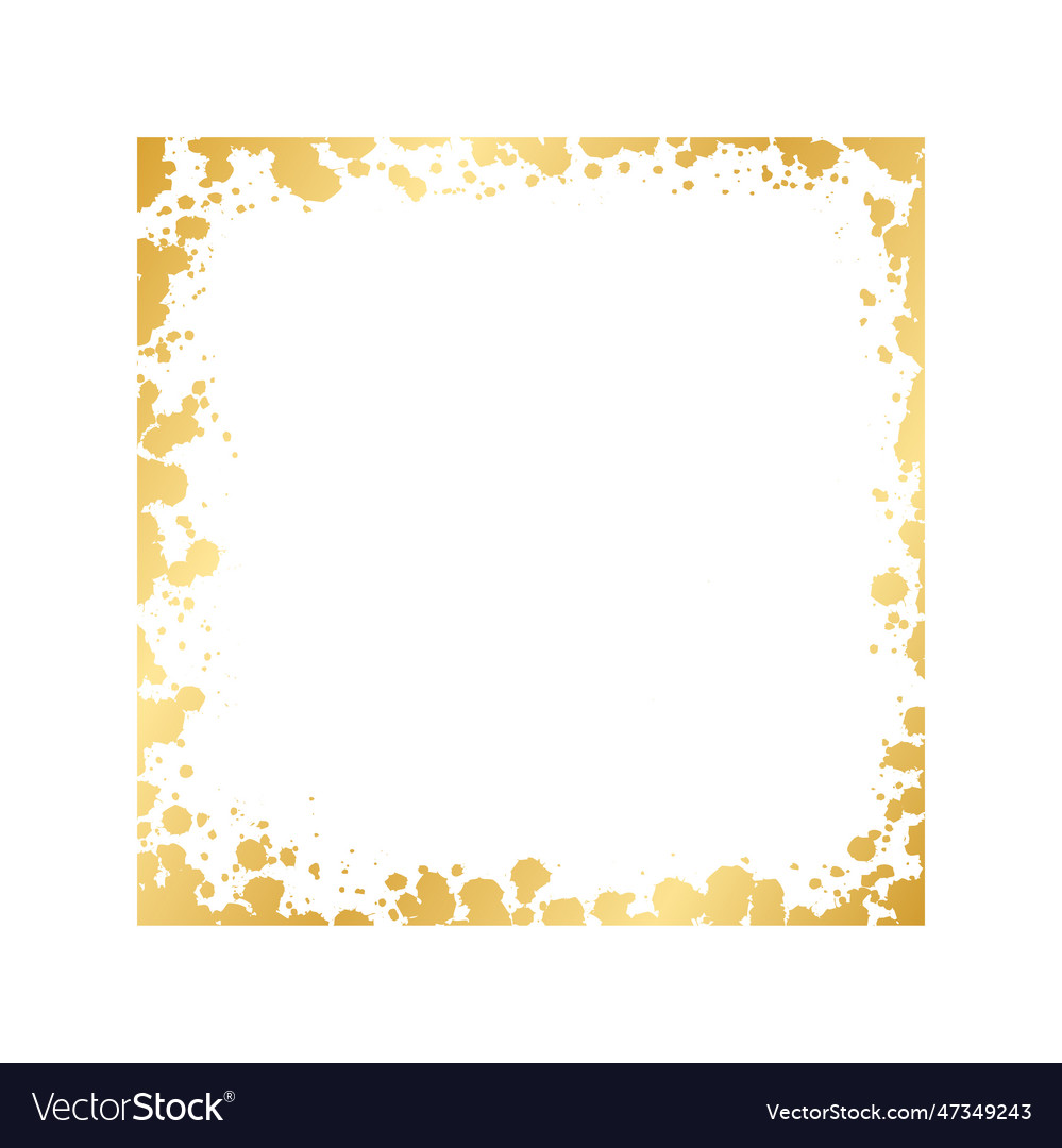 Abstract Square Gold Ink Splatter Frame Golden Vector Image