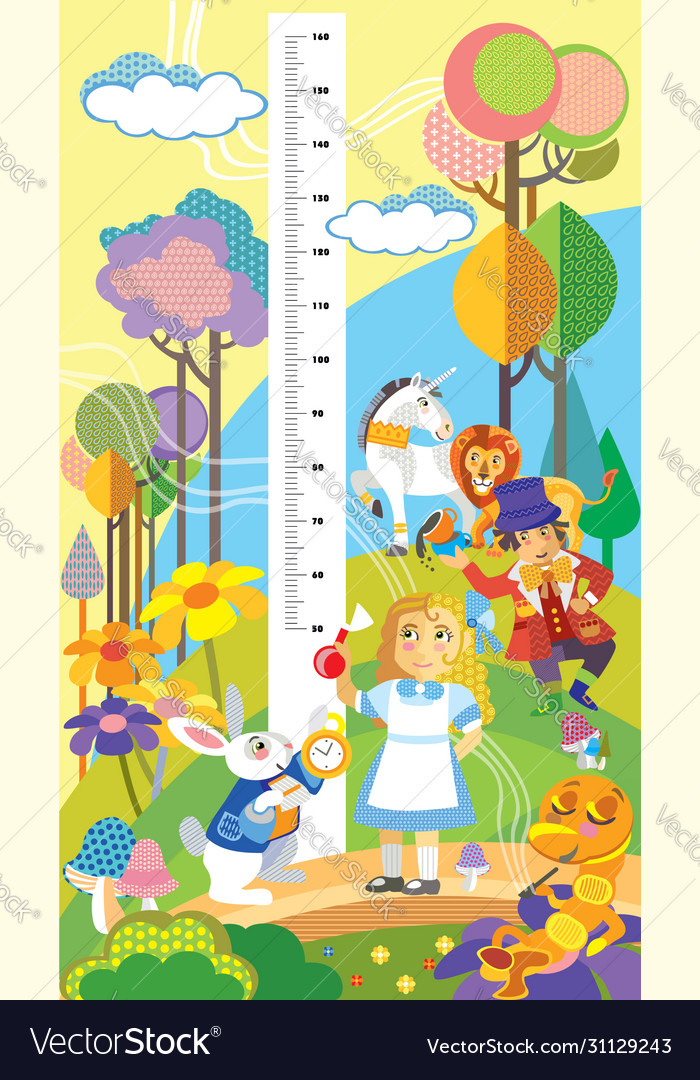 Alice in wonderland height meter vector image Alice in wonderland height meter